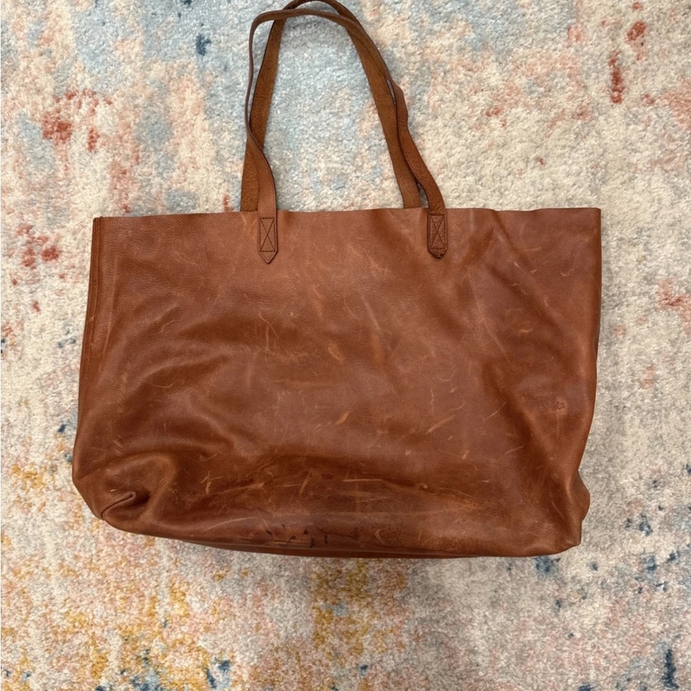 Madewell Genuine Leather Bag Transport Tote For Women English Saddle